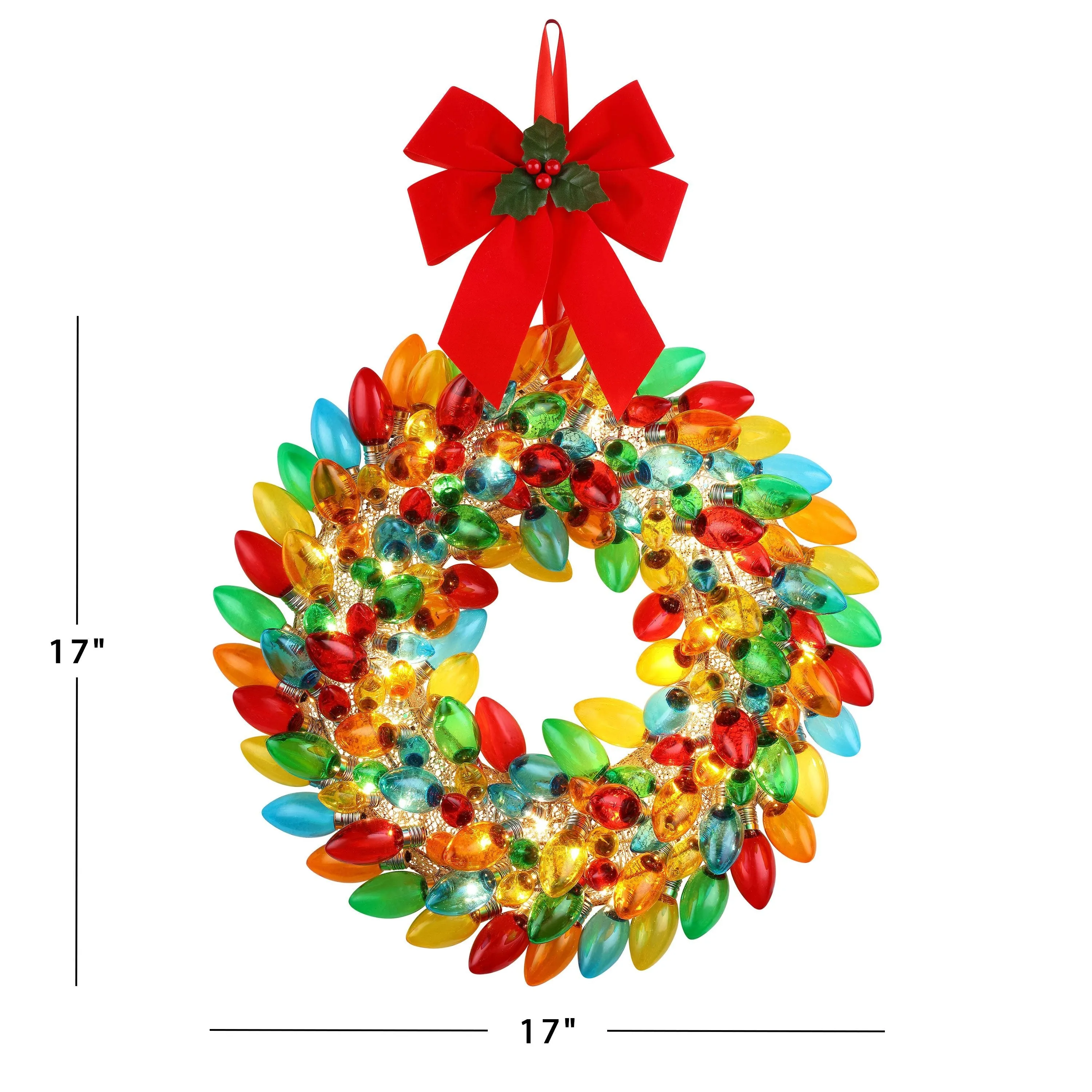 17 in. Retro C9 Bulb Wreath - Multi-Color