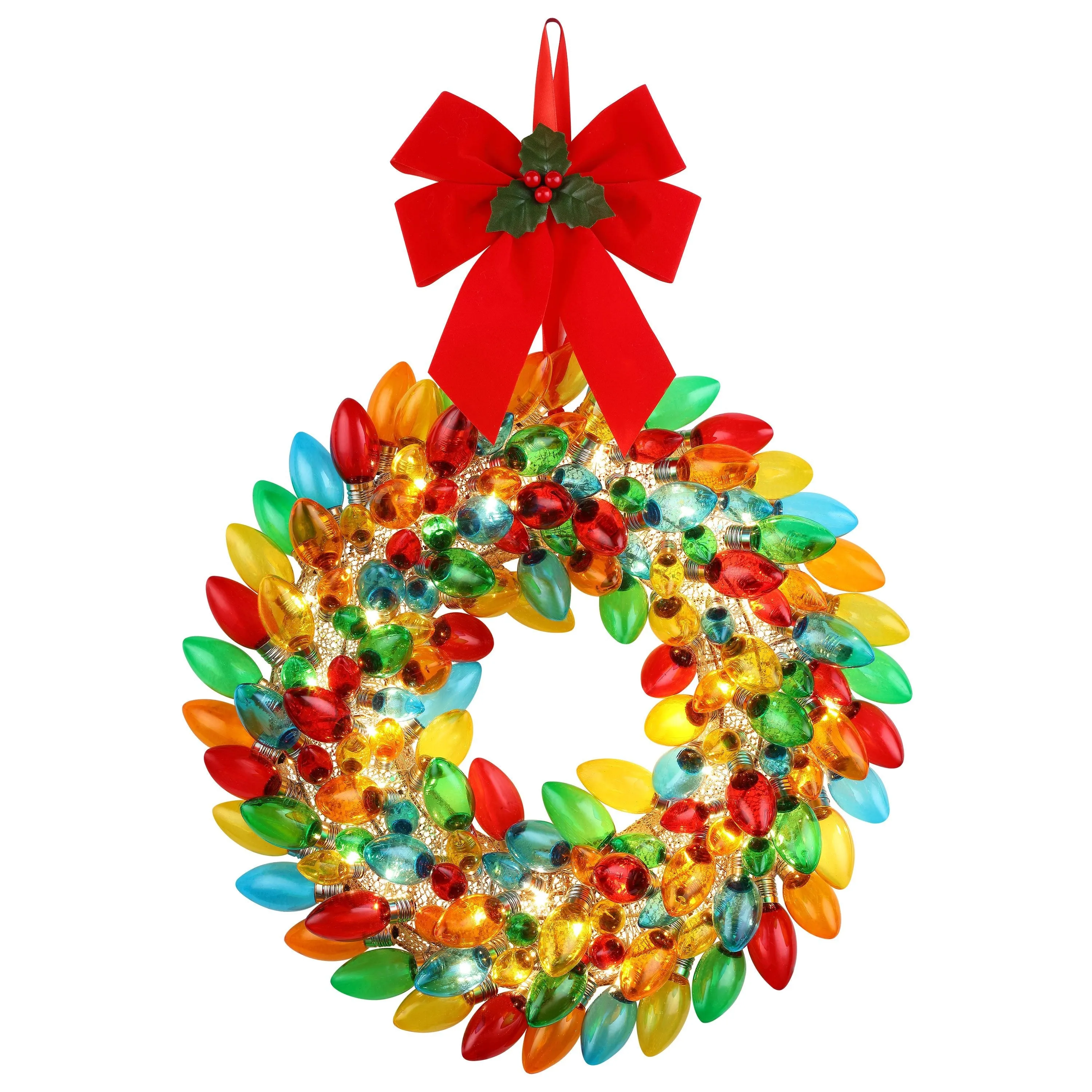 17 in. Retro C9 Bulb Wreath - Multi-Color