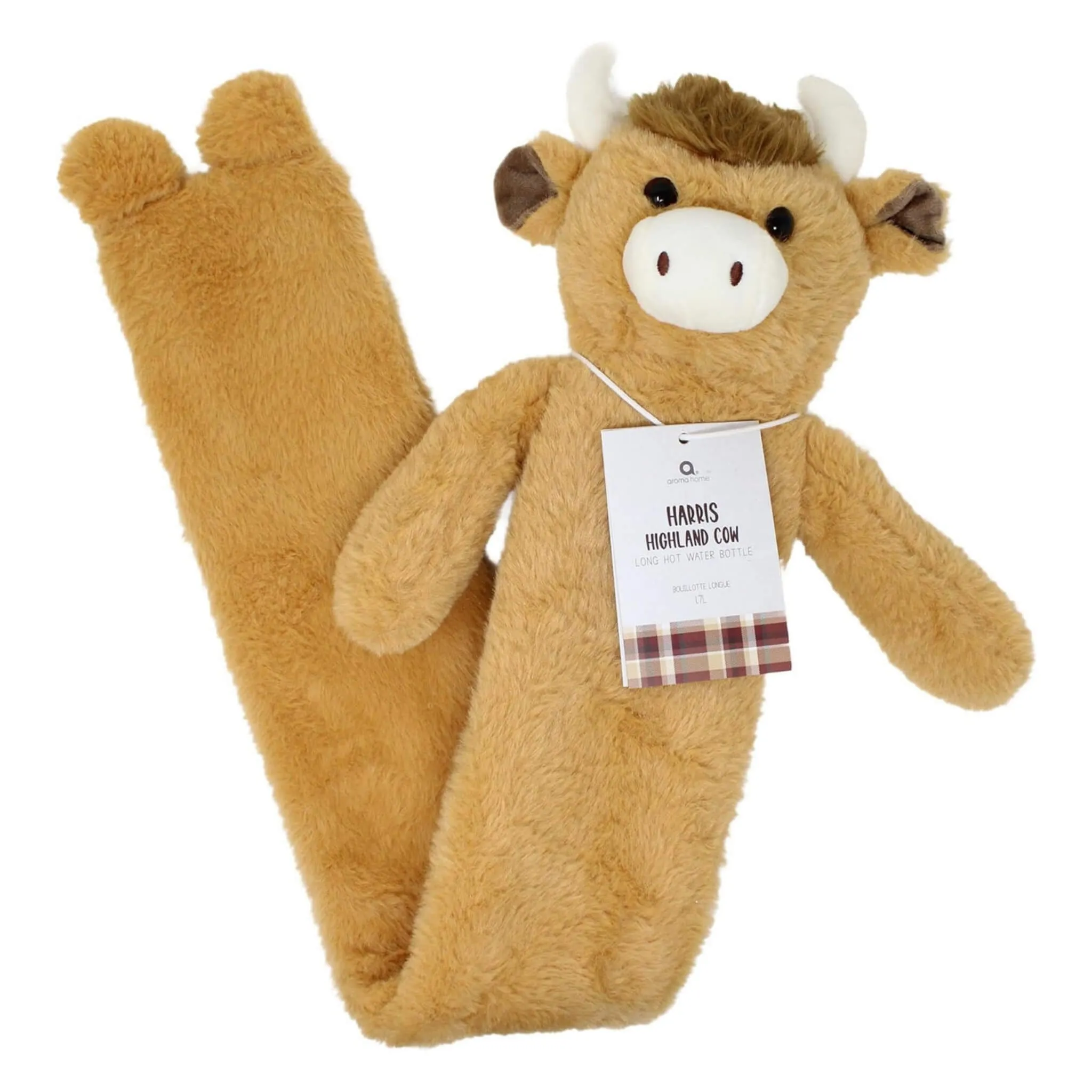 1.7 Litre Long Hot Water Bottle with Harris The Highland Cow Cover