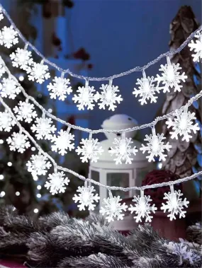 20 White LED Snowflake Fairy Lights Home Christmas Decoration