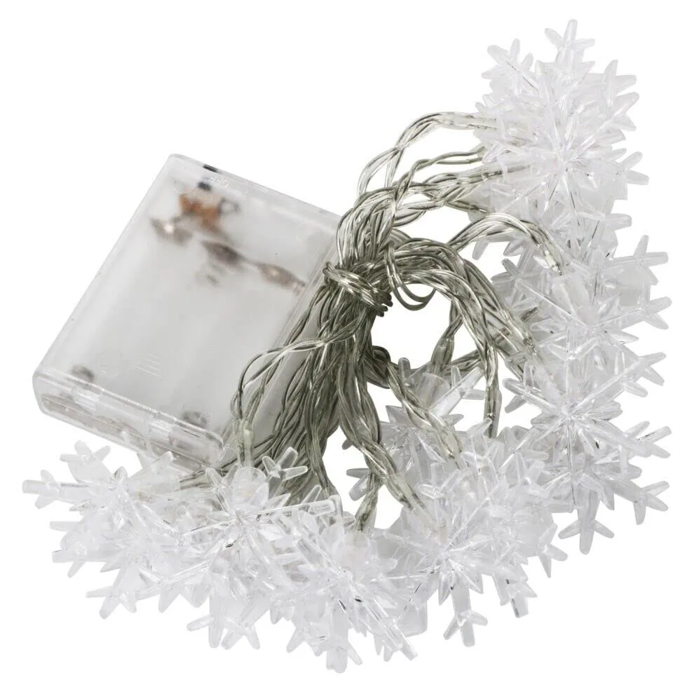 20 White LED Snowflake Fairy Lights Home Christmas Decoration