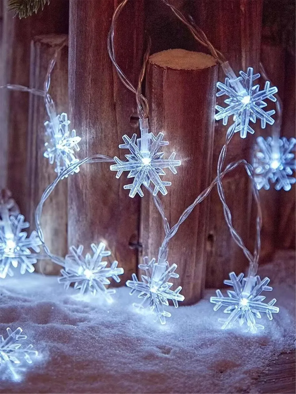 20 White LED Snowflake Fairy Lights Home Christmas Decoration