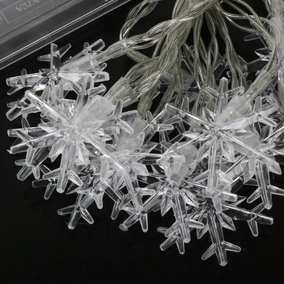 20 White LED Snowflake Fairy Lights Home Christmas Decoration