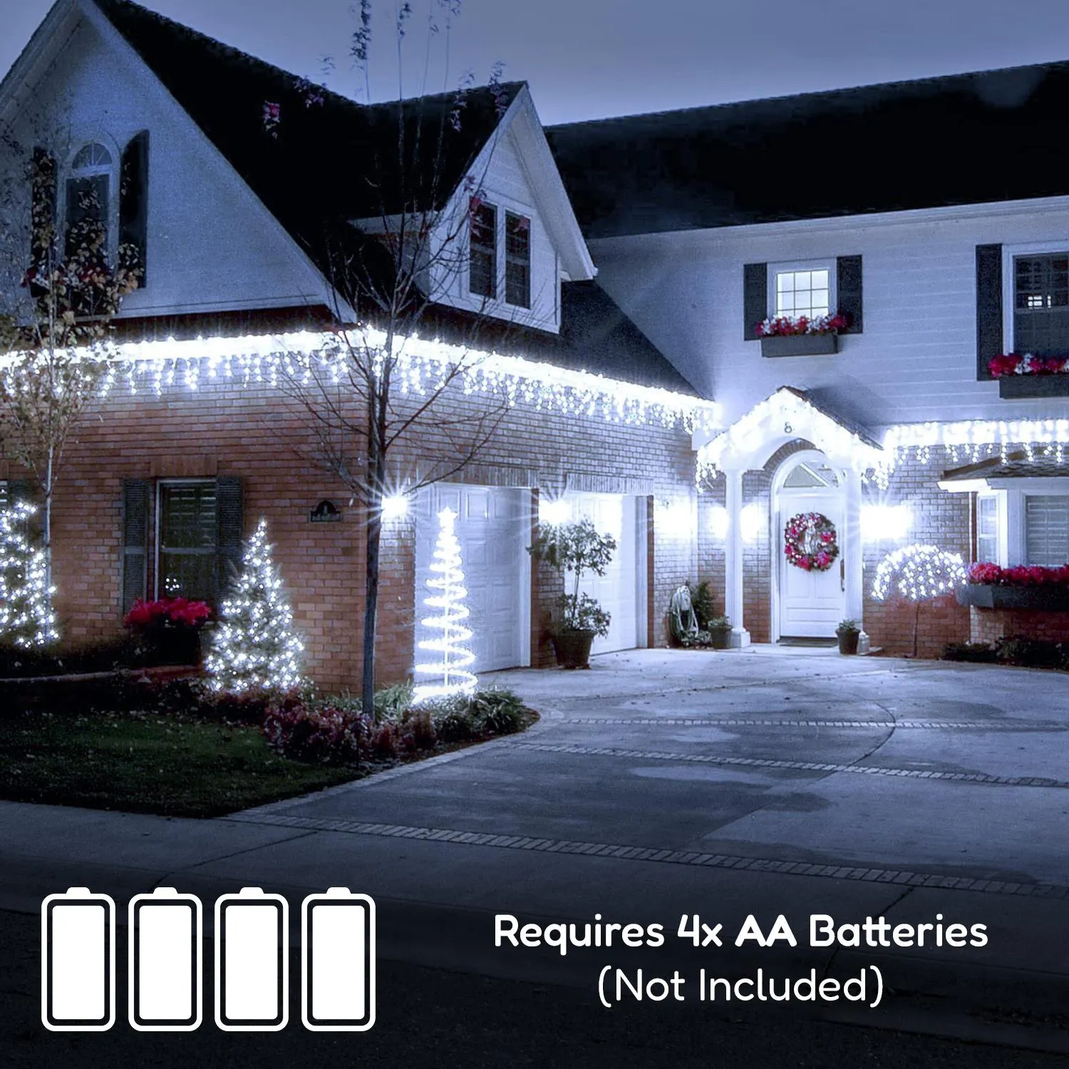 200 Christmas White Led Icicle Lights