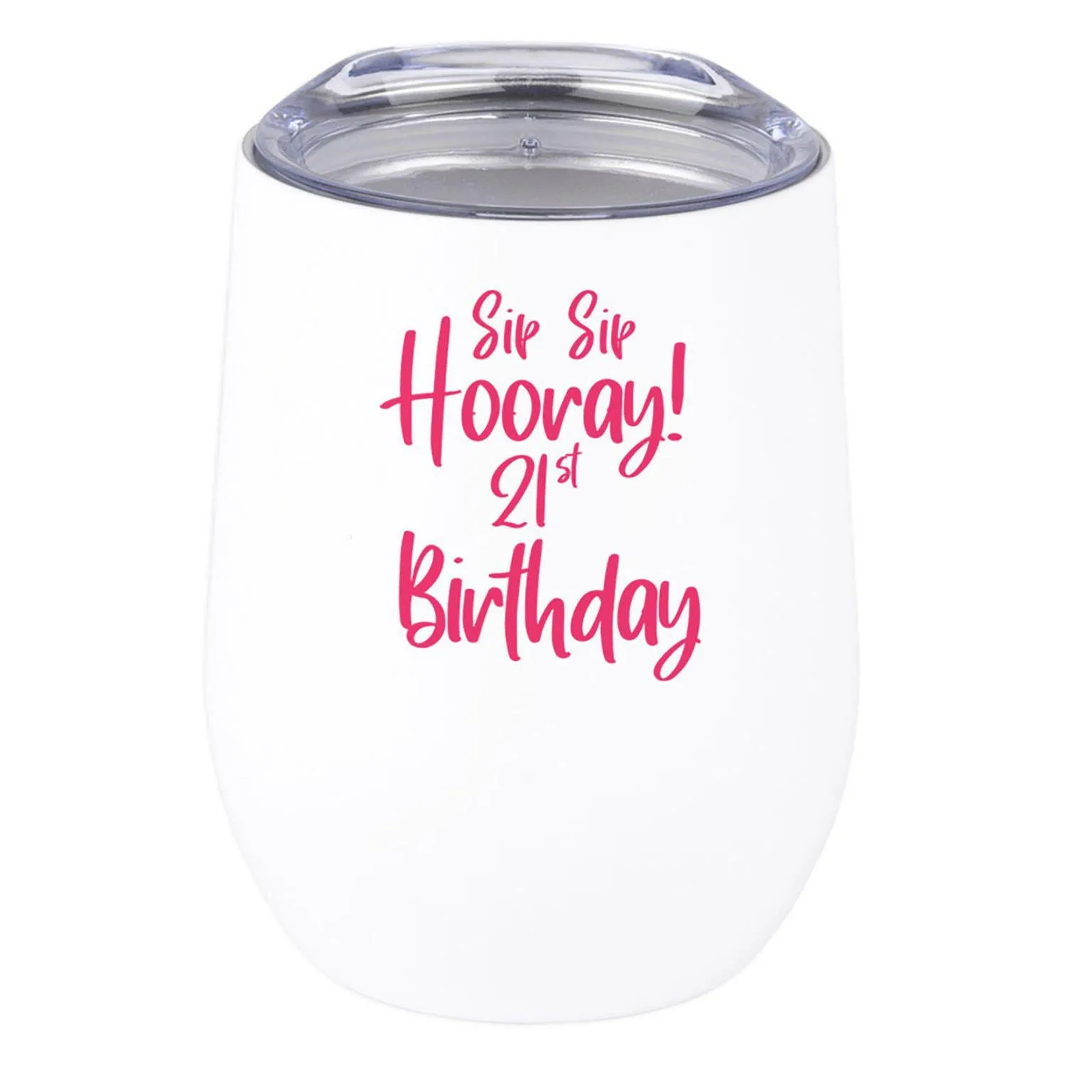 21st Birthday Wine Tumbler with Lid 12oz Stemless Stainless Steel Insulated