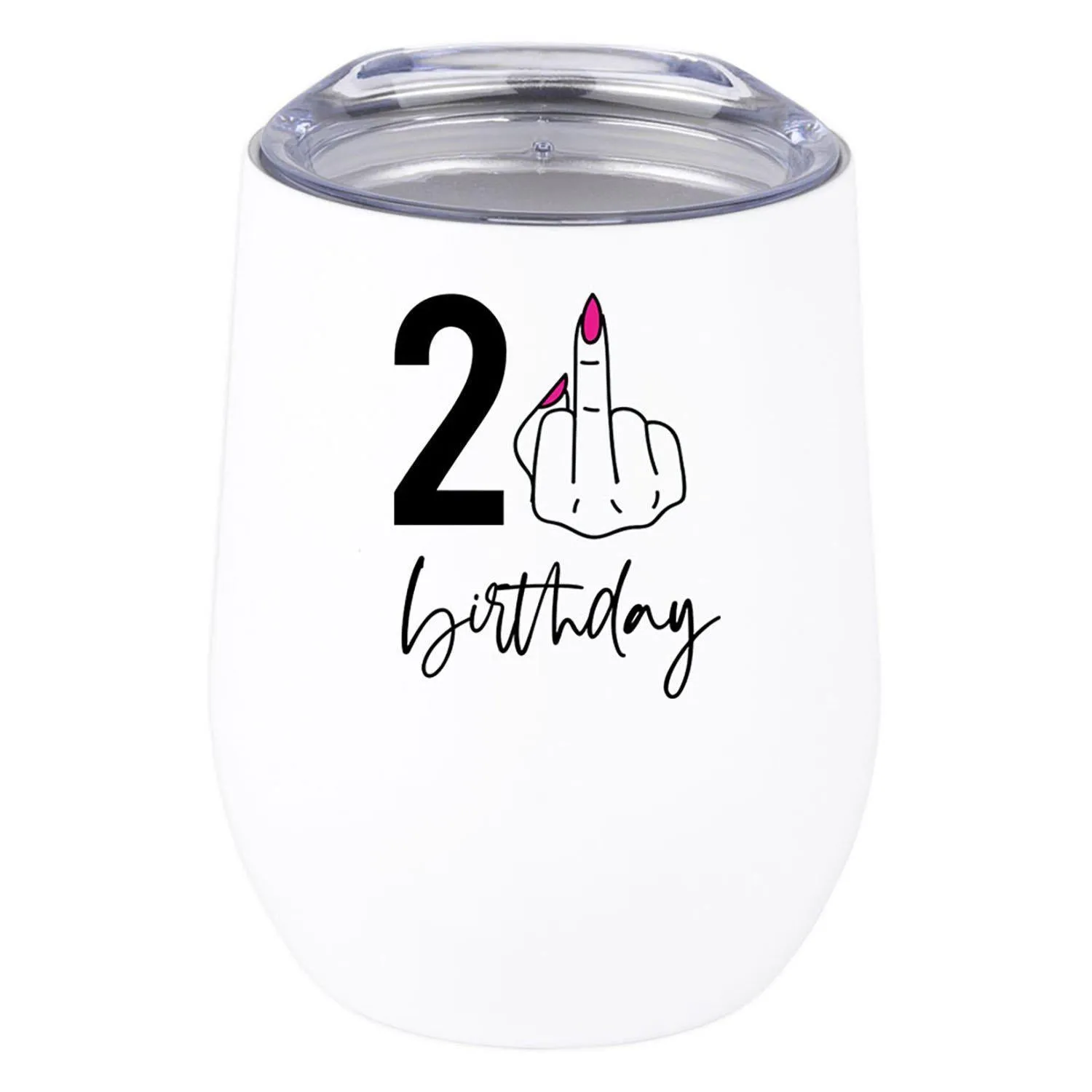 21st Birthday Wine Tumbler with Lid 12oz Stemless Stainless Steel Insulated