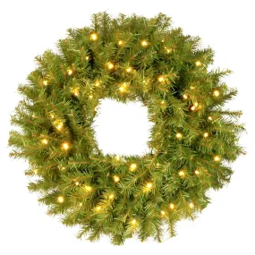 24" Norwood Fir Wreath with 50 Warm White Battery Operated LED Lights