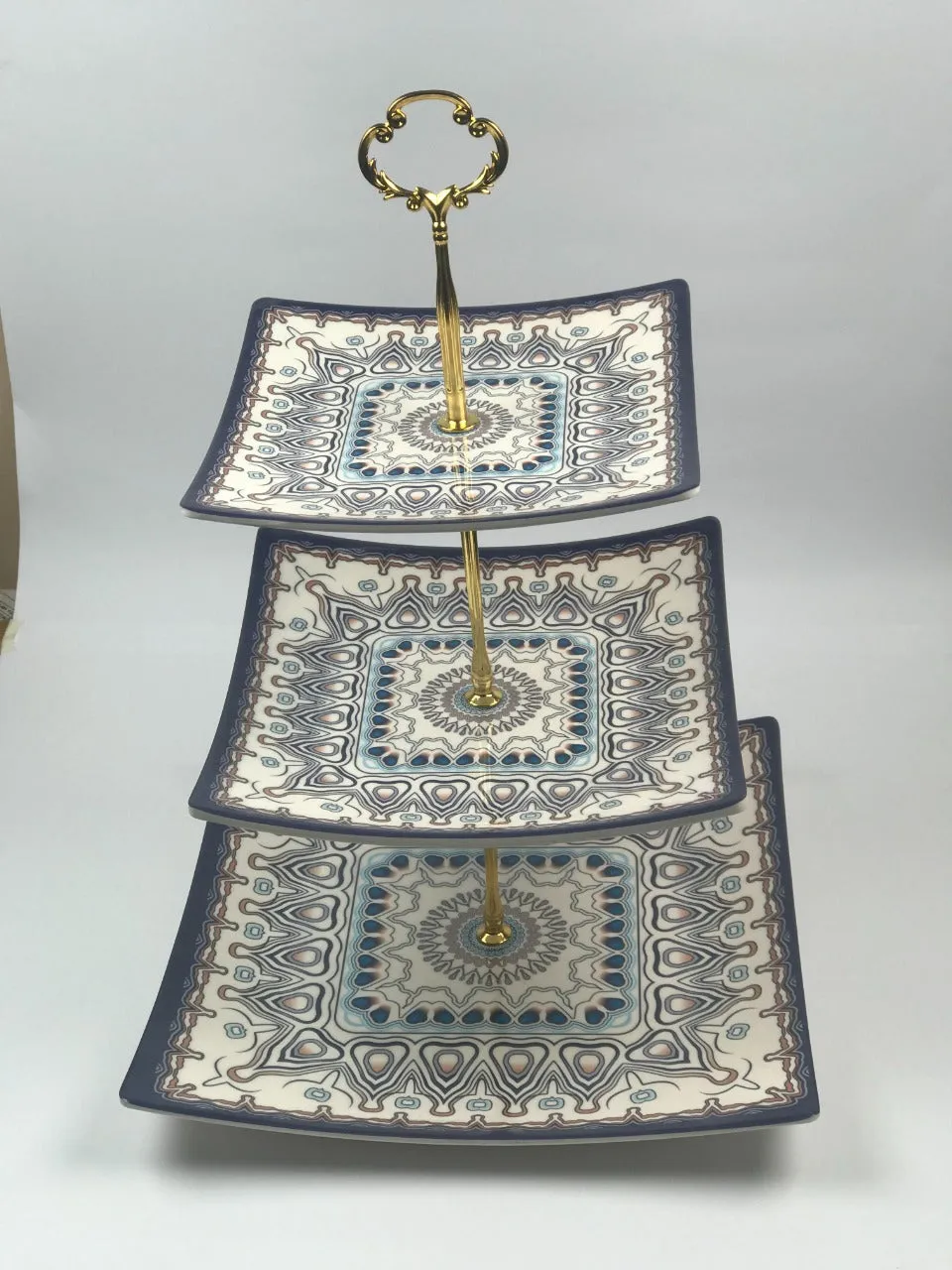 3 Tier Malamine Floral Serving Tray