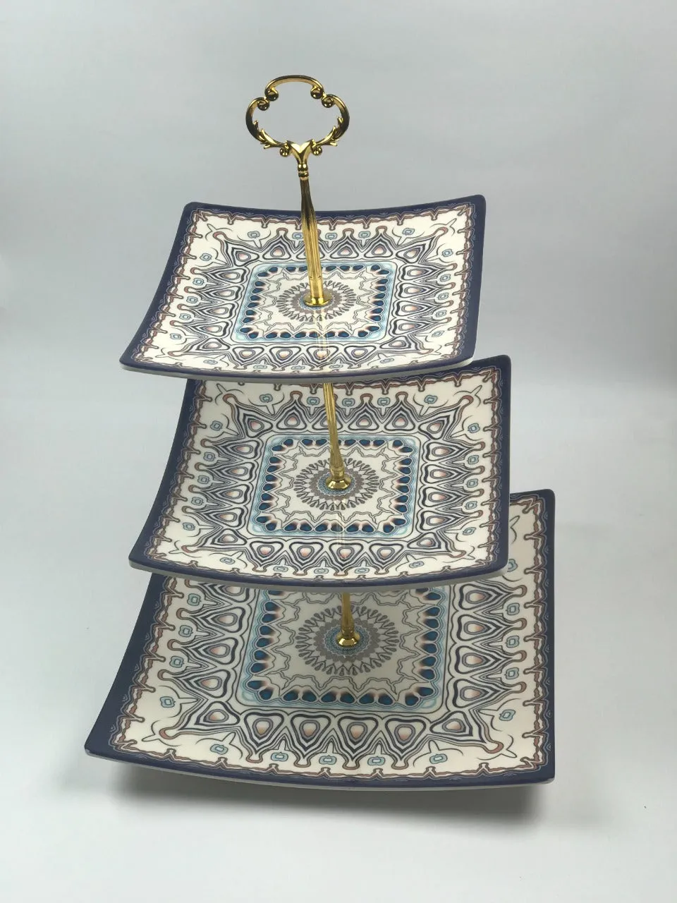 3 Tier Malamine Floral Serving Tray