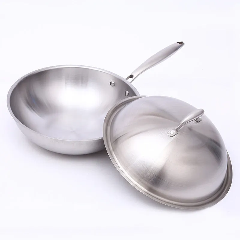 304 Stainless Steel Non Stick Pan Flat Wok