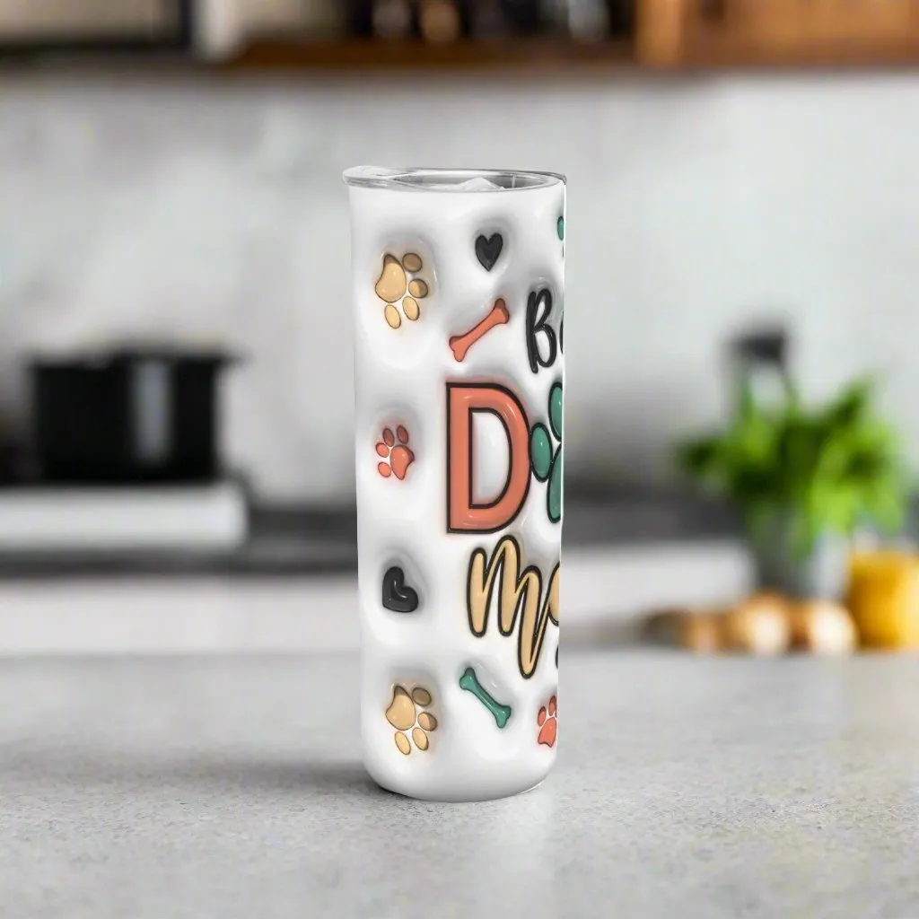 3D Best Dog Mom | Straight Skinny Tumbler