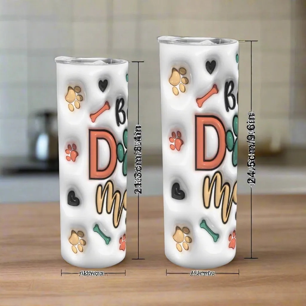 3D Best Dog Mom | Straight Skinny Tumbler