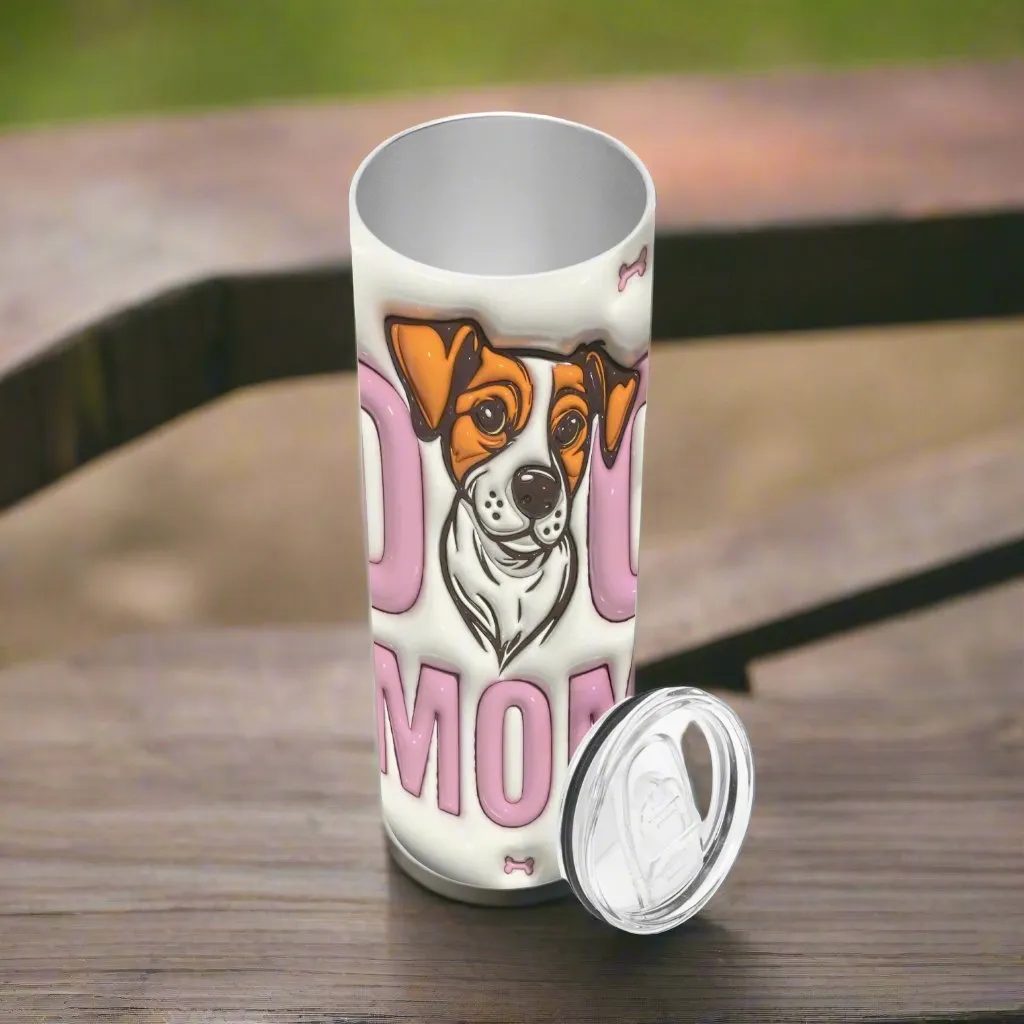 3D Dog Mom with Pup | Straight Skinny Tumbler