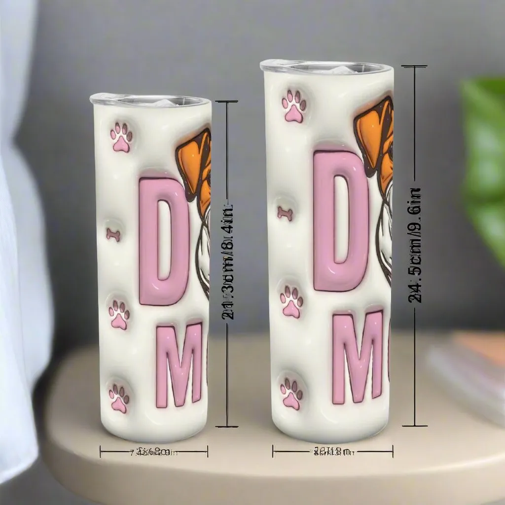 3D Dog Mom with Pup | Straight Skinny Tumbler