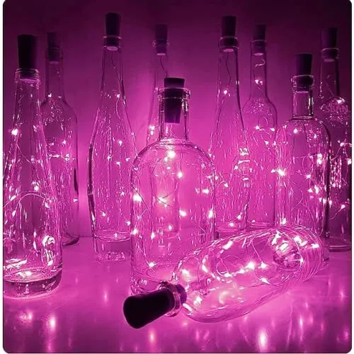 4 x 10 LED Wine Bottle Cork Lights - Pink