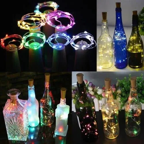 4 x 10 LED Wine Bottle Cork Lights - Pink