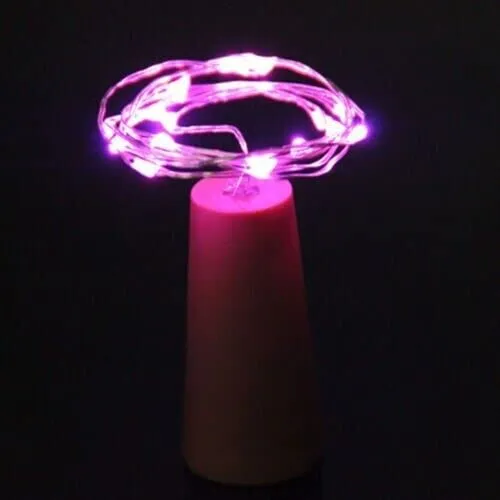 4 x 10 LED Wine Bottle Cork Lights - Pink