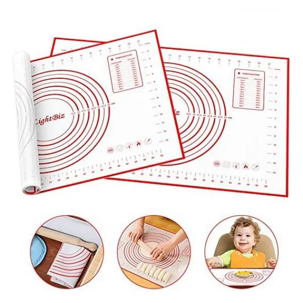 50x60cm Non-Stick Silicone Baking Mat Pizza Dough Maker Pastry Kitchen Rolling Mat Pad Sheet Tray Accessory Baking - Red