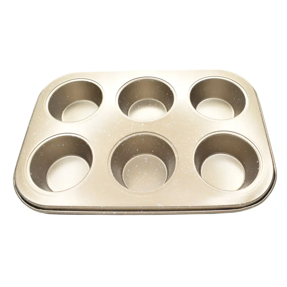 6 in 1 Round Brown Muffin & Cupcake Baking Tray – Non-Stick Baking Tool BT165