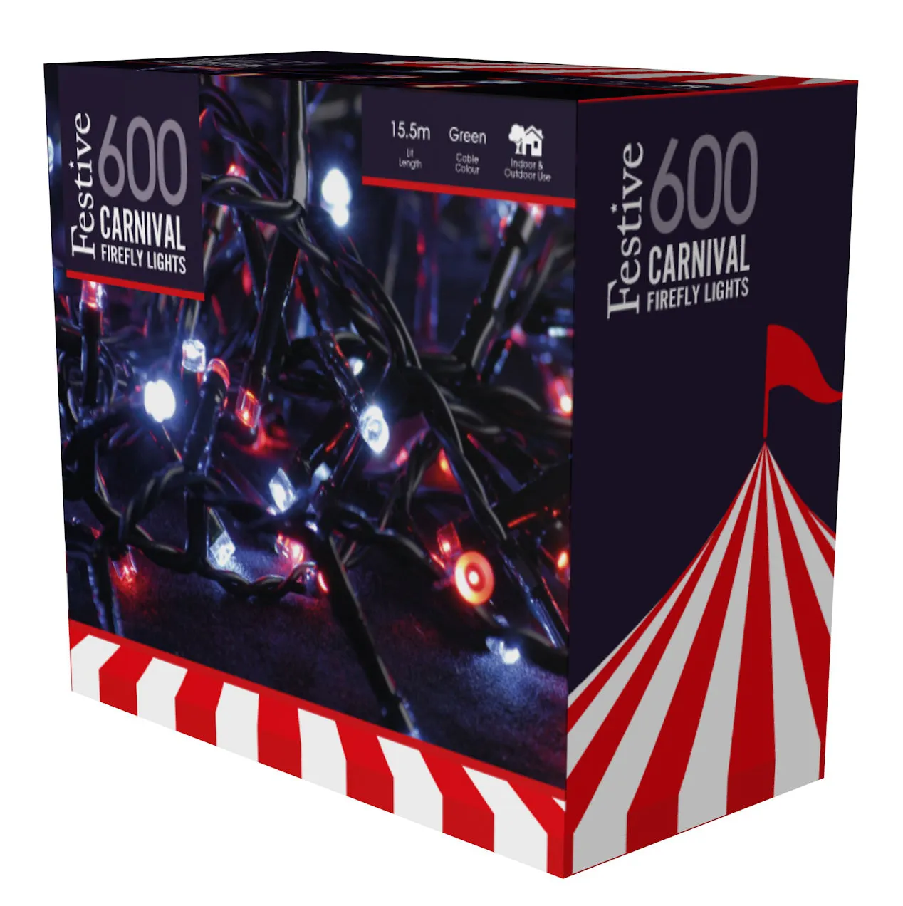 600 Firefly Carnival Red & Ice White Lights