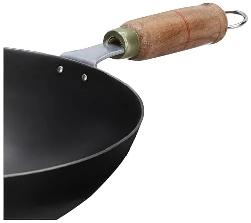 Amazon Brand - Solimo Sheet Metal Iron Wok 24 cm (Black)