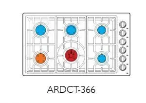 American Range ARDCT366L Vitesse Sealed-Burner Cooktops 36" Lp Gas