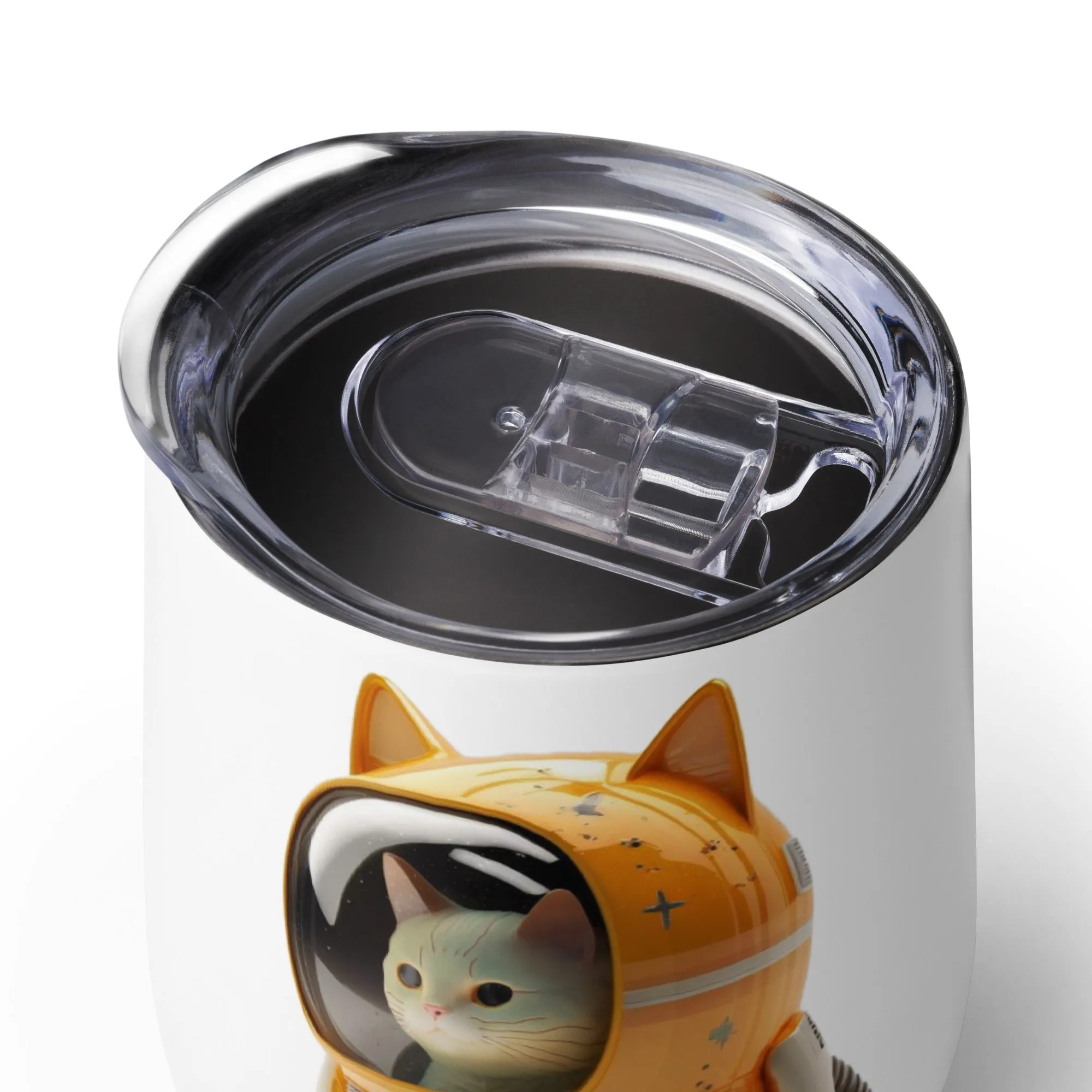 Astronaut Space Kitty Cat 12oz Stainless Steel Wine tumbler Cup