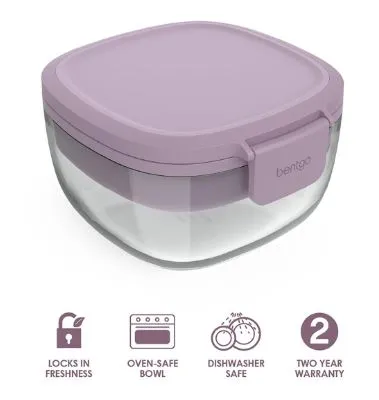 Bentgo Glass Leak-proof Salad Container, Lavender