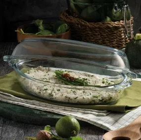 Borcam Glass Baking Dish with Lid for Oven, 125 Oz (3700 cc)