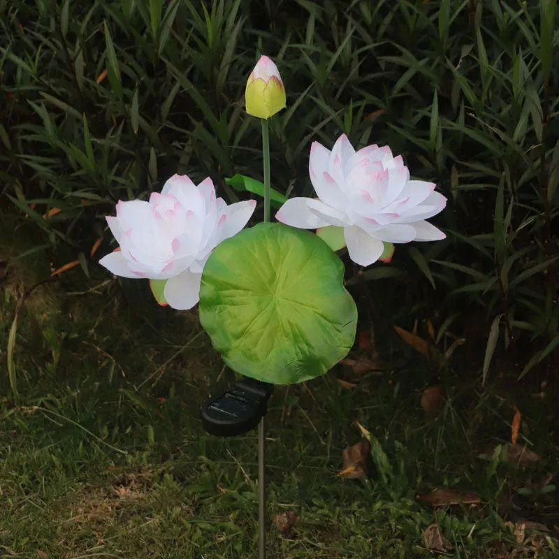 Bulk Artificial Lotus Water Lily Solar Energy LED Inserted Lamp for Outdoors Wholesale