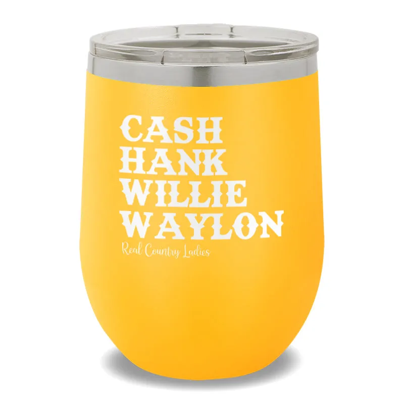 Cash Hank Willie Waylon 12oz Stemless Wine Cup