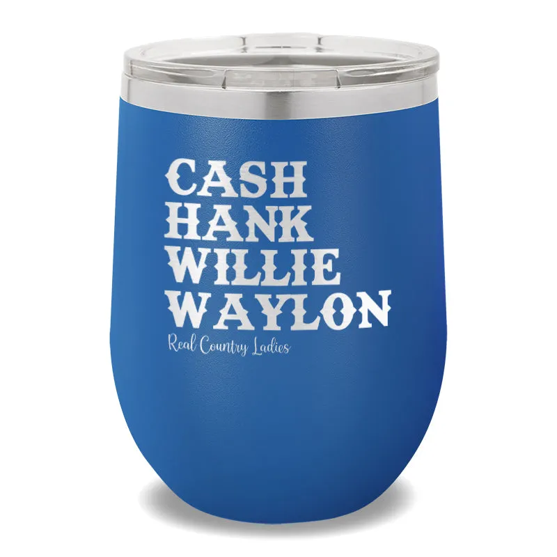 Cash Hank Willie Waylon 12oz Stemless Wine Cup