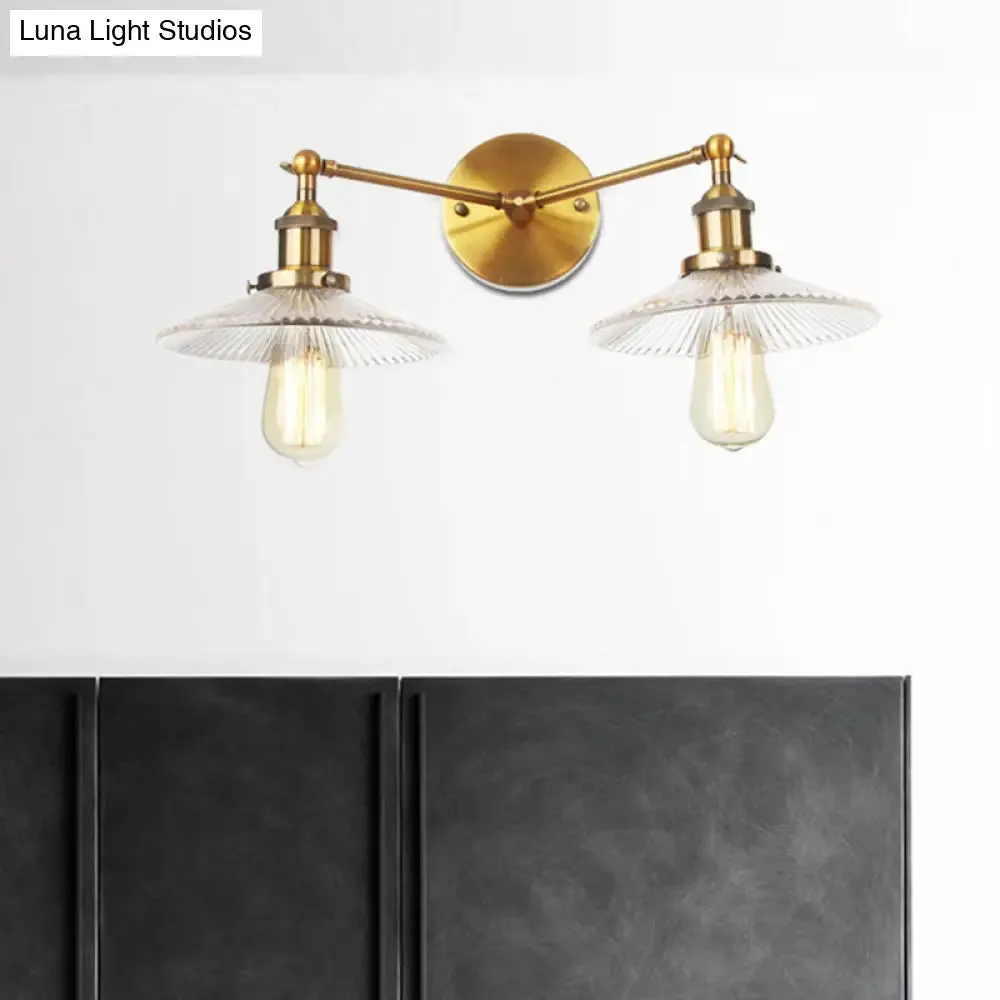 Clear Glass Wall Sconce with 2 Lights in Bronze/Brass/Chrome Finish - Perfect for Indoor Lighting