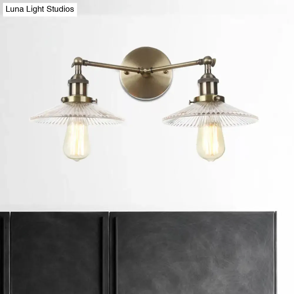 Clear Glass Wall Sconce with 2 Lights in Bronze/Brass/Chrome Finish - Perfect for Indoor Lighting