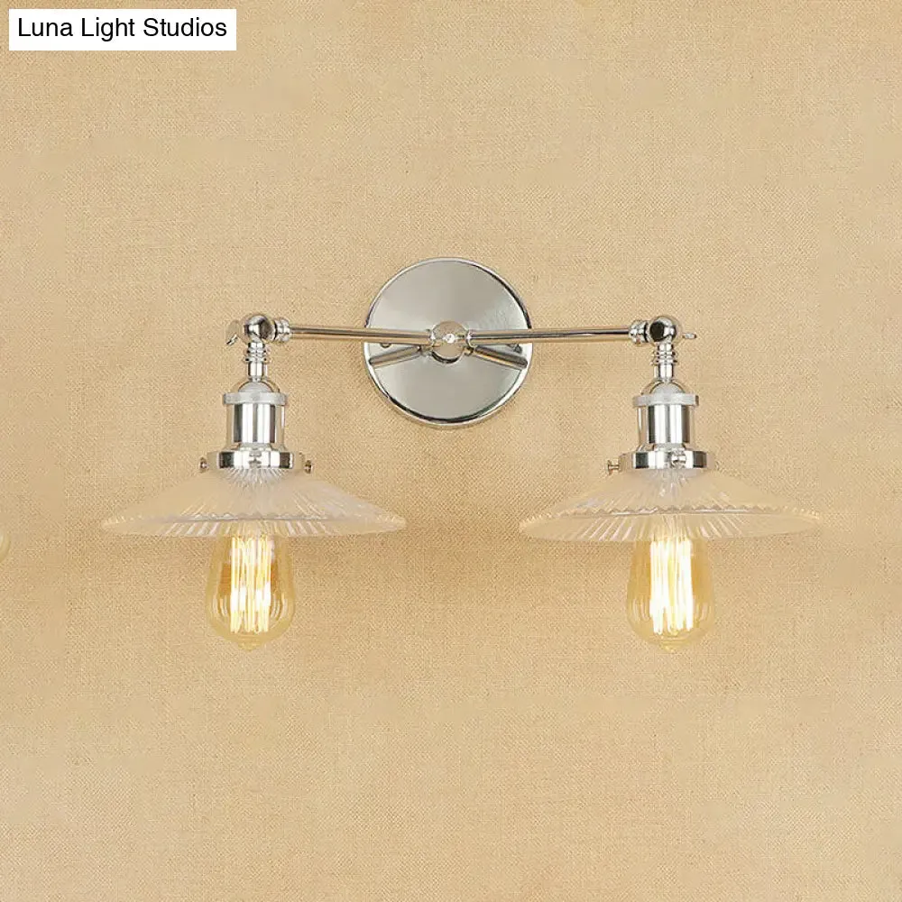 Clear Glass Wall Sconce with 2 Lights in Bronze/Brass/Chrome Finish - Perfect for Indoor Lighting