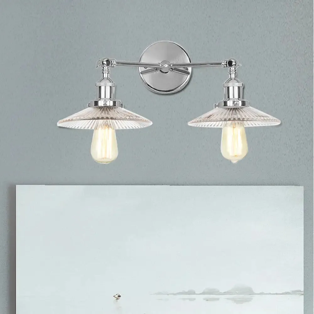 Clear Glass Wall Sconce with 2 Lights in Bronze/Brass/Chrome Finish - Perfect for Indoor Lighting