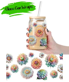 Colorful Mums Wrap for 16/20 oz Cups - UV DTF or Sublimation (SHIPS IN 3-7 BUS DAYS)