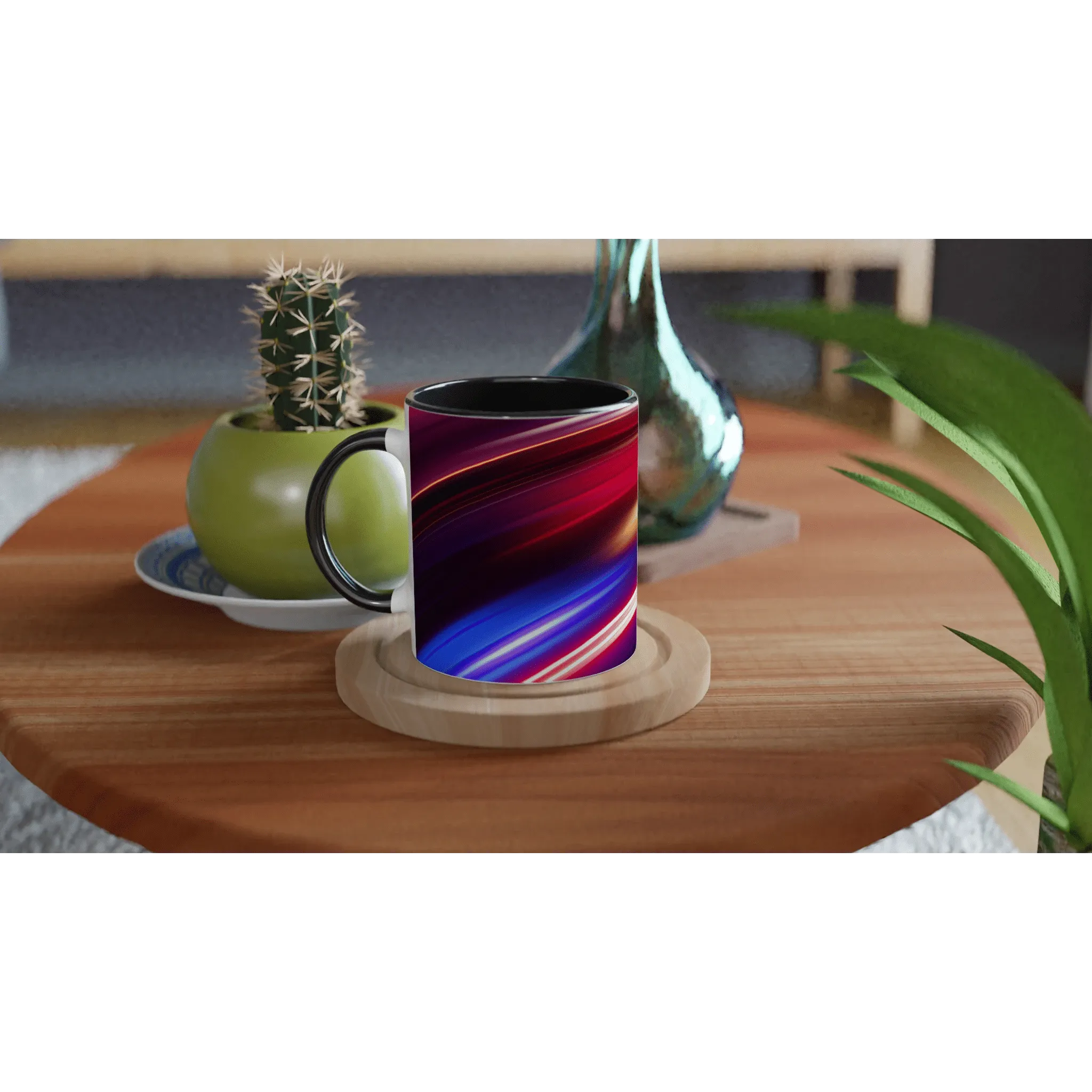 Colorful Wave in Black Ceramic Mug