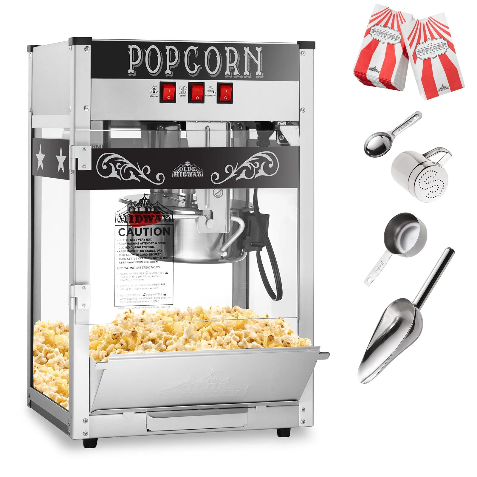 Commercial Popcorn Machine Maker Popper with Large 8-Ounce Kettle