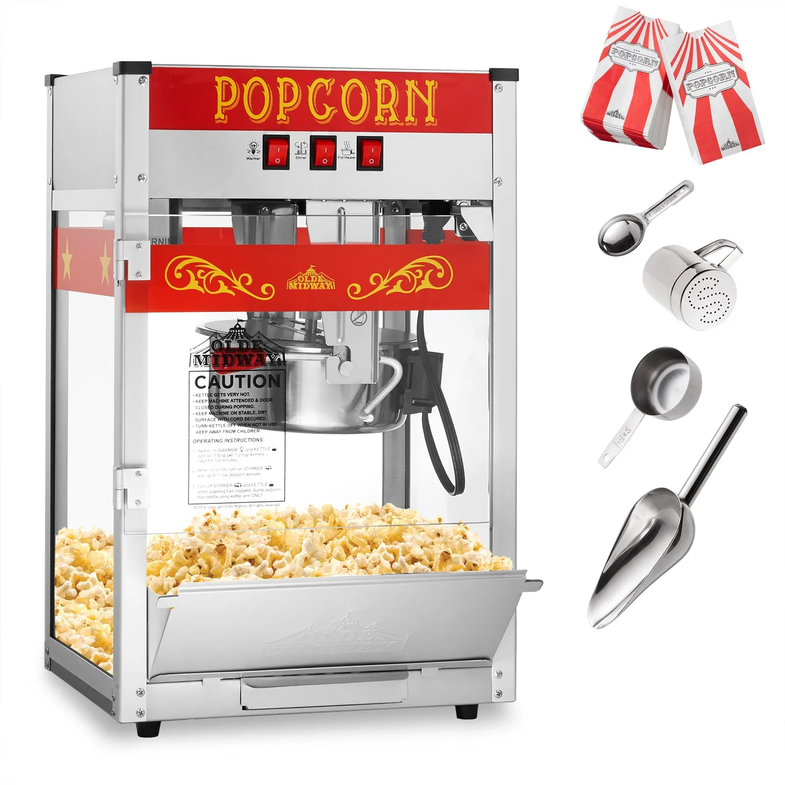 Commercial Popcorn Machine Maker Popper with Large 8-Ounce Kettle