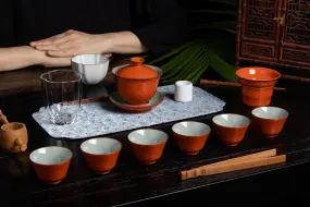 Coral Rouge Ru Yao Tea Set 高端珊瑚紅汝窯套裝