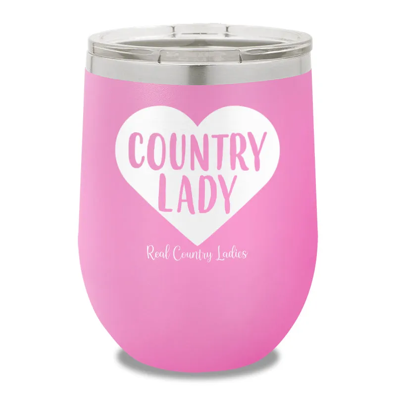 Country Lady Heart 12oz Stemless Wine Cup