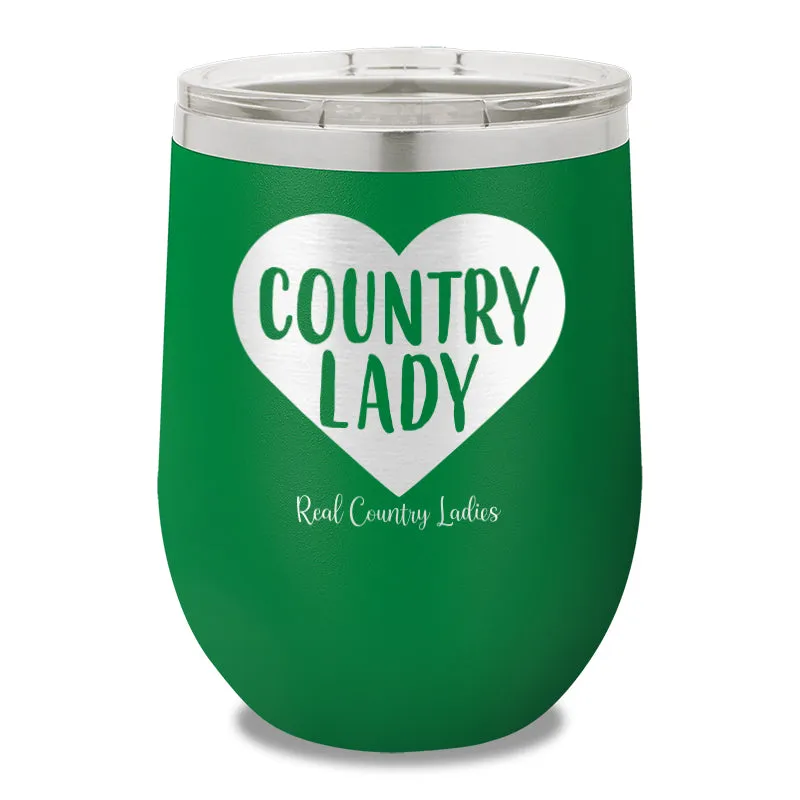 Country Lady Heart 12oz Stemless Wine Cup