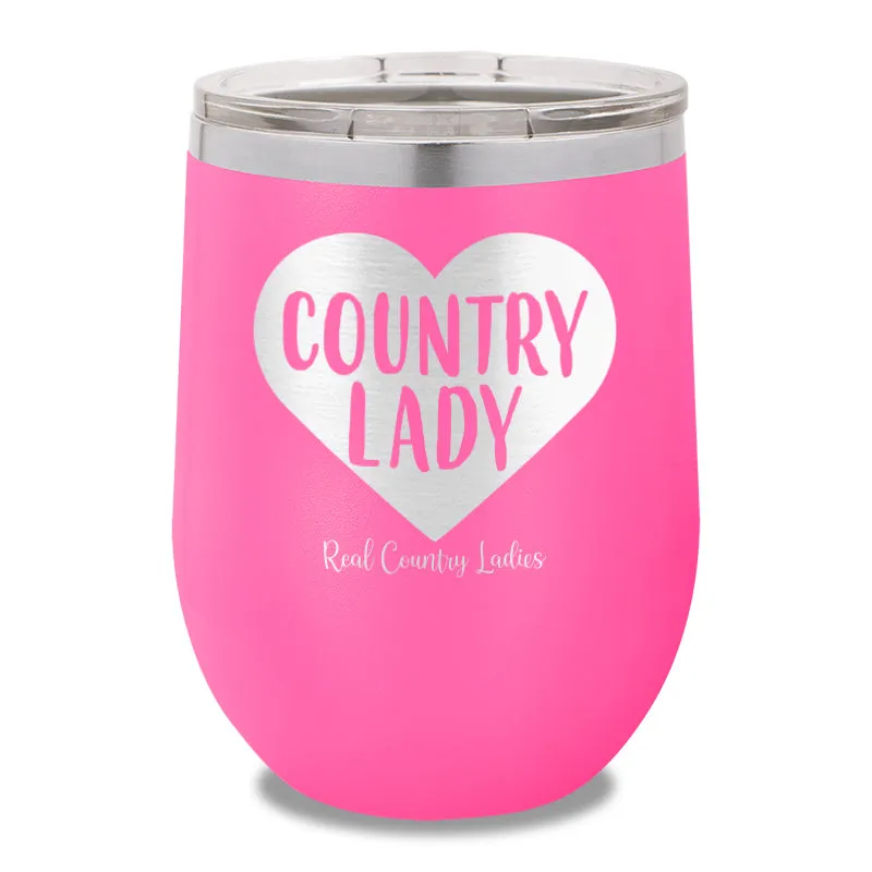 Country Lady Heart 12oz Stemless Wine Cup