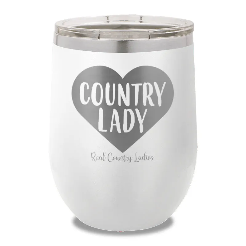 Country Lady Heart 12oz Stemless Wine Cup