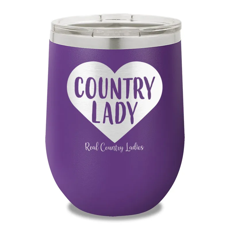 Country Lady Heart 12oz Stemless Wine Cup