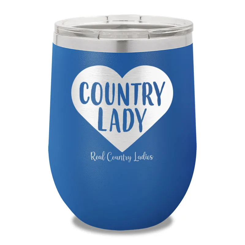 Country Lady Heart 12oz Stemless Wine Cup