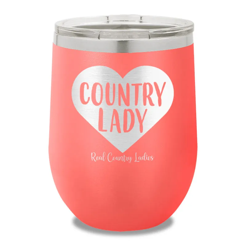 Country Lady Heart 12oz Stemless Wine Cup