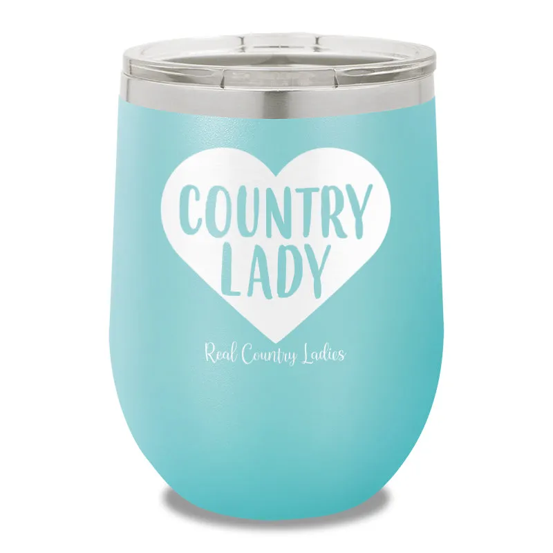 Country Lady Heart 12oz Stemless Wine Cup