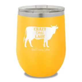 Crazy Cow Lady 12oz Stemless Wine Cup